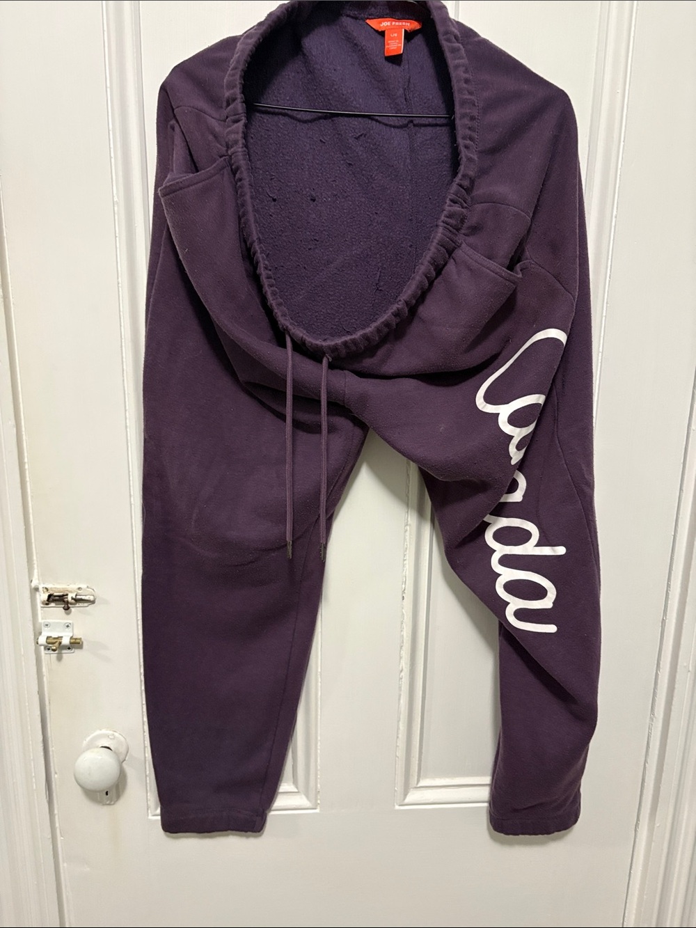 Joe Fresh Purple Joggers with White Script Leg